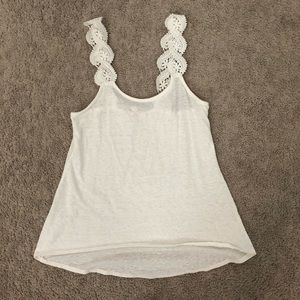 White tank top with lace detail